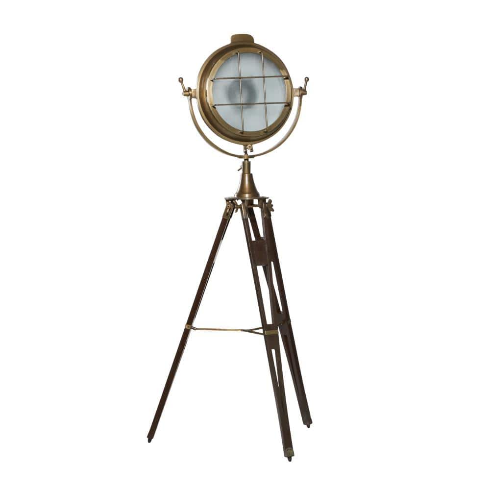 DecMode 66  Brown Floor Lamp with Brass Metal Shade