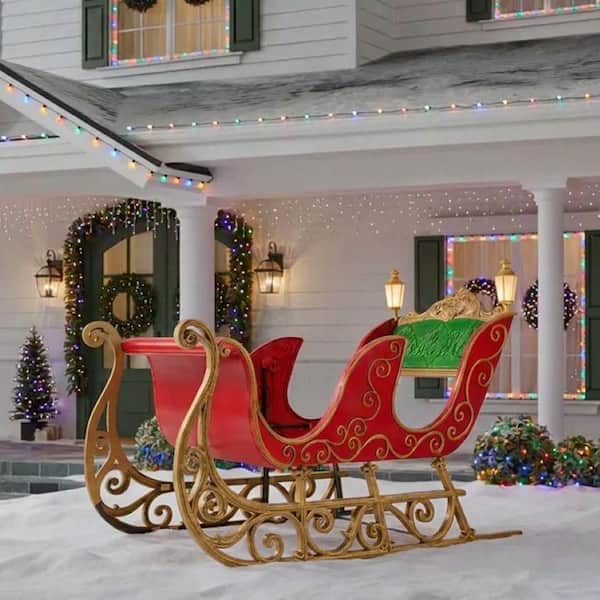 8 FT Long Giant-Sized LED Santa's Sleigh