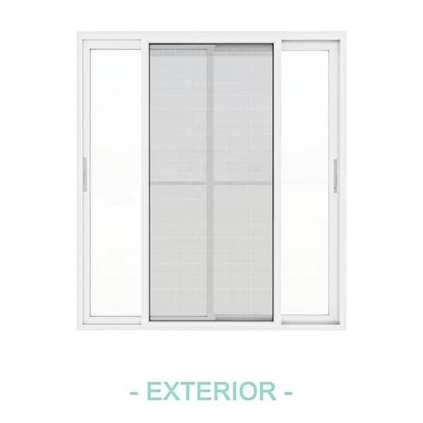 72 in. x 80 in. White Universal Aluminum Multi-Sliding Patio Door with Double Glazed Low-E Glass and Screen