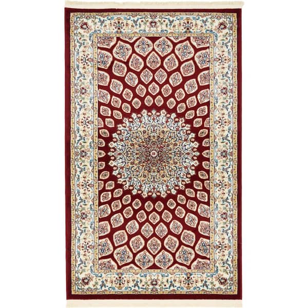 Unique Loom Narenj Nottingham Burgundy 3' 0 x 5' 0 Area Rug