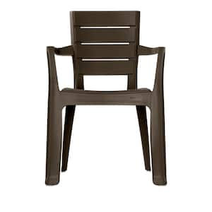 Espresso Plastic Indoor and Outdoor Patio Dining Chairs (4-Pack)