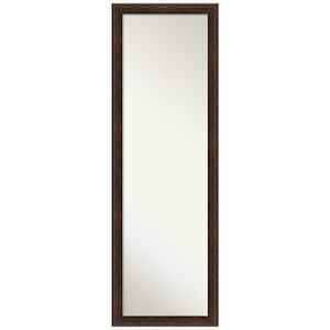 Warm Walnut Narrow 17 in. x 51 in. Non-Beveled Casual Rectangle Wood Framed Full Length on the Door Mirror in Brown