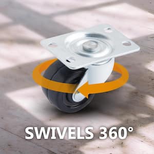 1-1/2 in. Low Profile Rubber Swivel Plate Casters (4-Pack)