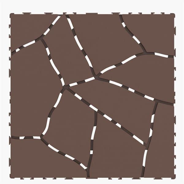 Unbranded Quick Deck Tile, 1 ft. x 1 ft. All Weather Plastic Outdoor Waterproof Interlocking Deck Tile in Brown (Pack of 44)