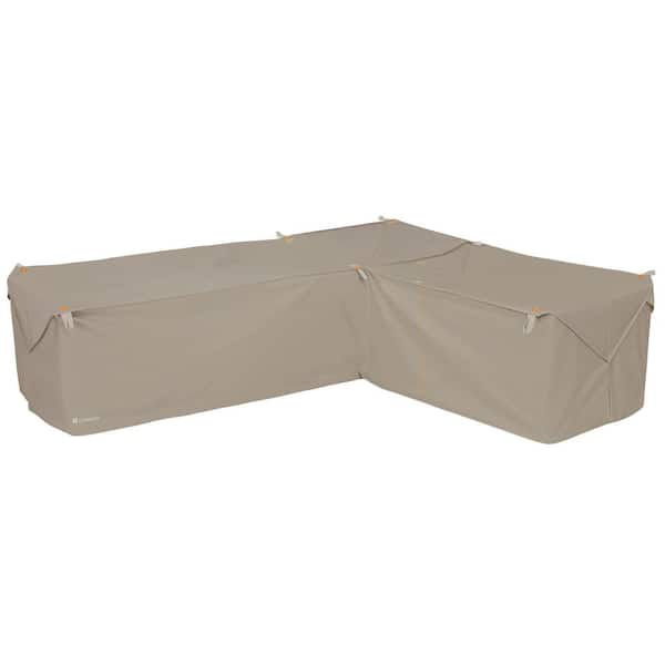 Classic Accessories Storigami 104 in. L x 83 in. W x 31 in. H Goat Tan Easy Fold Right-Facing Sectional Cover