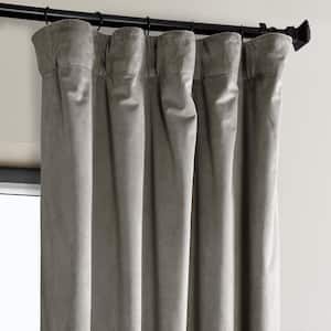 Gallery Taupe Velvet Rod Pocket Room Darkening Curtain - 50 in. W x 108 in. L Single Panel Window Velvet Curtain