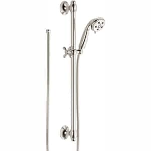 3-Spray Patterns 1.75 GPM 3.34 in. Wall Mount Handheld Shower Head with Slide Bar and H2Okinetic in Polished Nickel