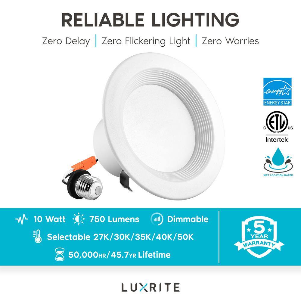 4-Inch White Aluminum Dimmable LED Recessed Lighting Kit