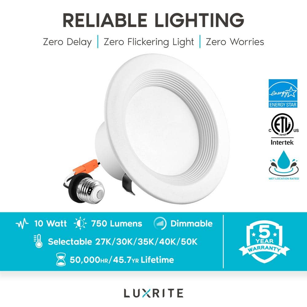 4'' White Dimmable LED Retrofit Recessed Lighting Kit