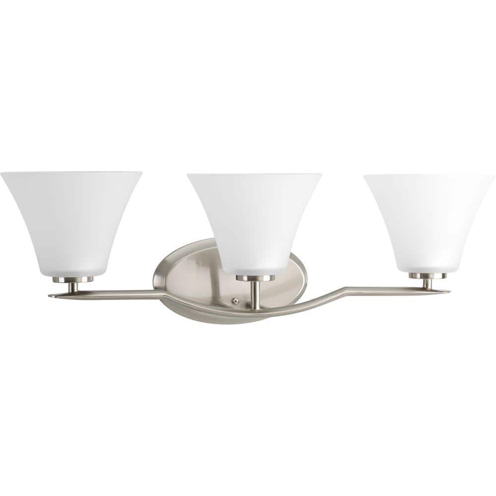 Bravo Collection 3-Light Brushed Nickel Etched Glass Modern Bath Vanity Lig