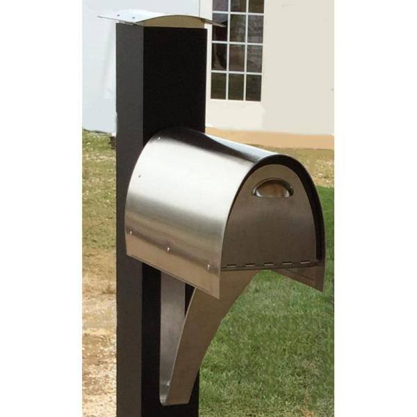 Medium Stainless Steel Modern Post Mounted Mailbox