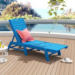 Laguna Pacific Blue Fade Resistant HDPE All Weather Plastic Outdoor Patio Reclining Chaise Lounge Chair, Adjustable Back