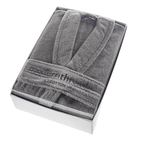 MODERN THREADS 100 % USA Cotton Classic Bathrobe with Shawl Collar Stone Large/X Large