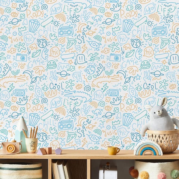 Doodle Blue Wallpaper Sample