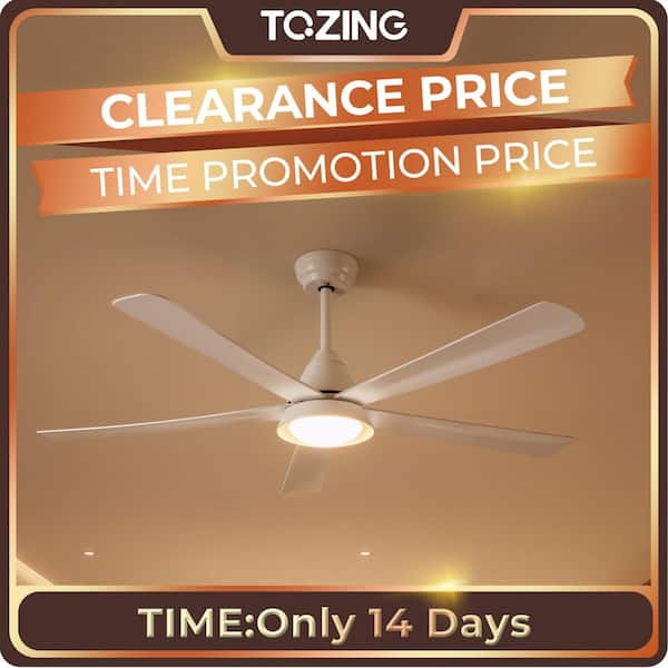 TOZING 52 in. Smart LED Indoor White Low Profile Propeller Semi