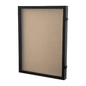 Peyton 18x24 Shadow Box Display Case with Linen Liner, 8 Push Pins and Solid Pine Wood Frame in Black