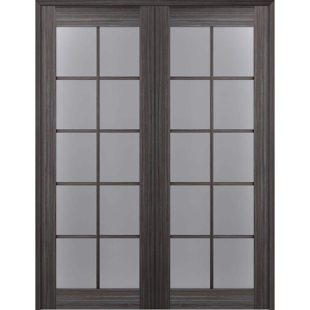 Paola 56 in.x 96 in. Both Active 10-Lite Frosted Glass Gray Oak Finished Wood Composite Double Prehung French Door price history on PriceWatchPro