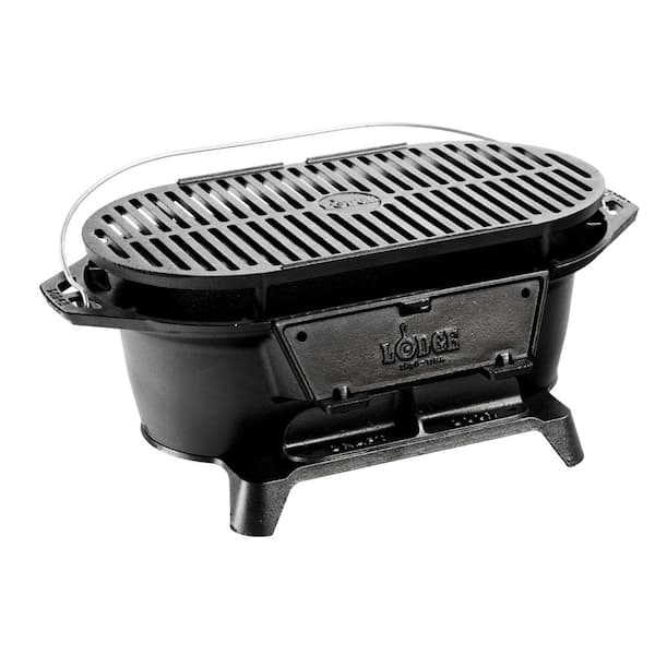 Lodge Sportsman's Portable Cast Iron Charcoal Grill in Black