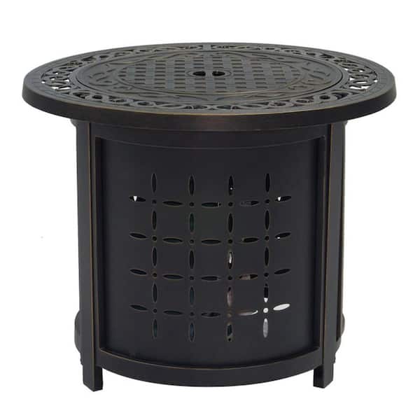 itapo 29 in. x 25 in. Round Aluminium Propane Fire Pit Table