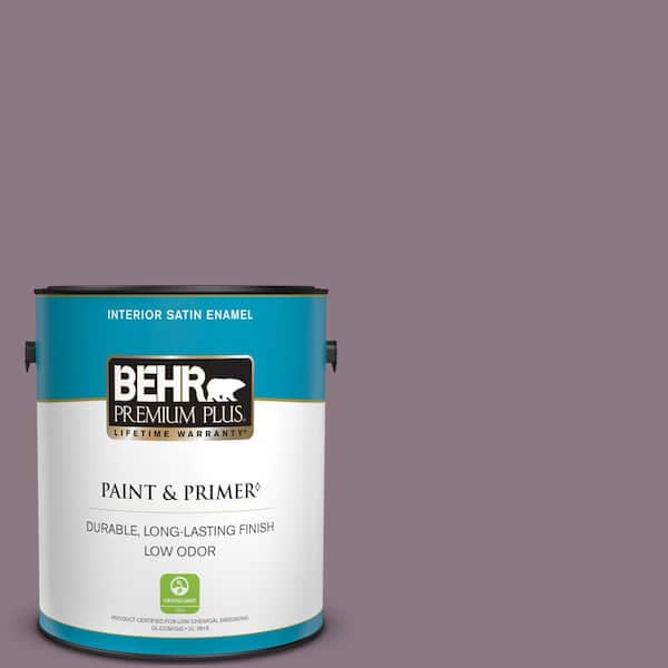 BEHR PREMIUM PLUS 1 gal. #BNC-20 Purple Rubiate Satin Enamel Low Odor Interior Paint & Primer