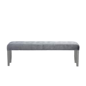Geneva Silver Champagne Bedroom Bench with Chrome Nailheads and Jewel Tufted Seat (20 in. H x 62 in. W x 15 in. D)