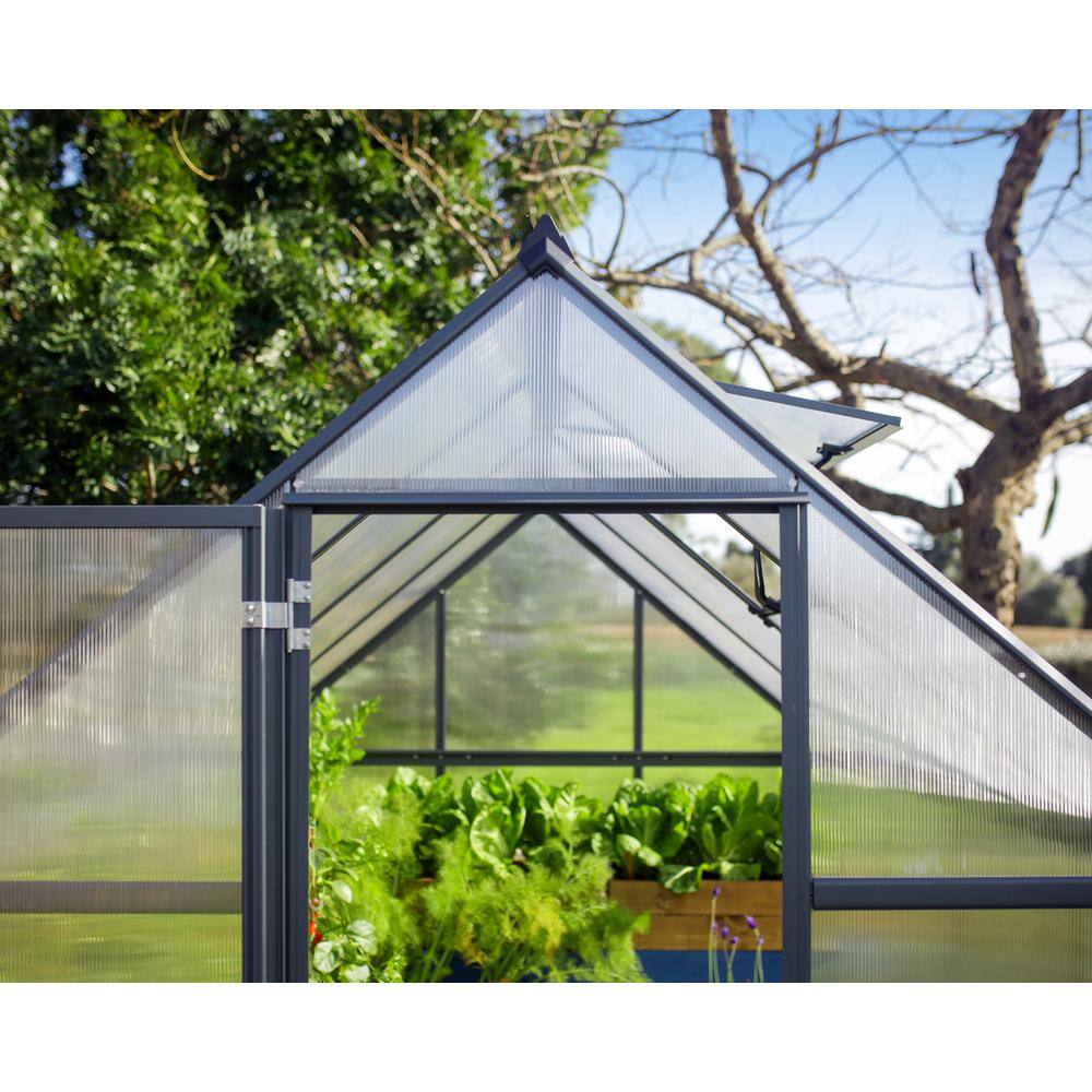 Gray Aluminum and Polycarbonate 6' x 8' Walk-In Greenhouse