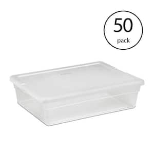 28 Qt. Clear Bin Storage Box Tote Container with White Lid (50 Pack)