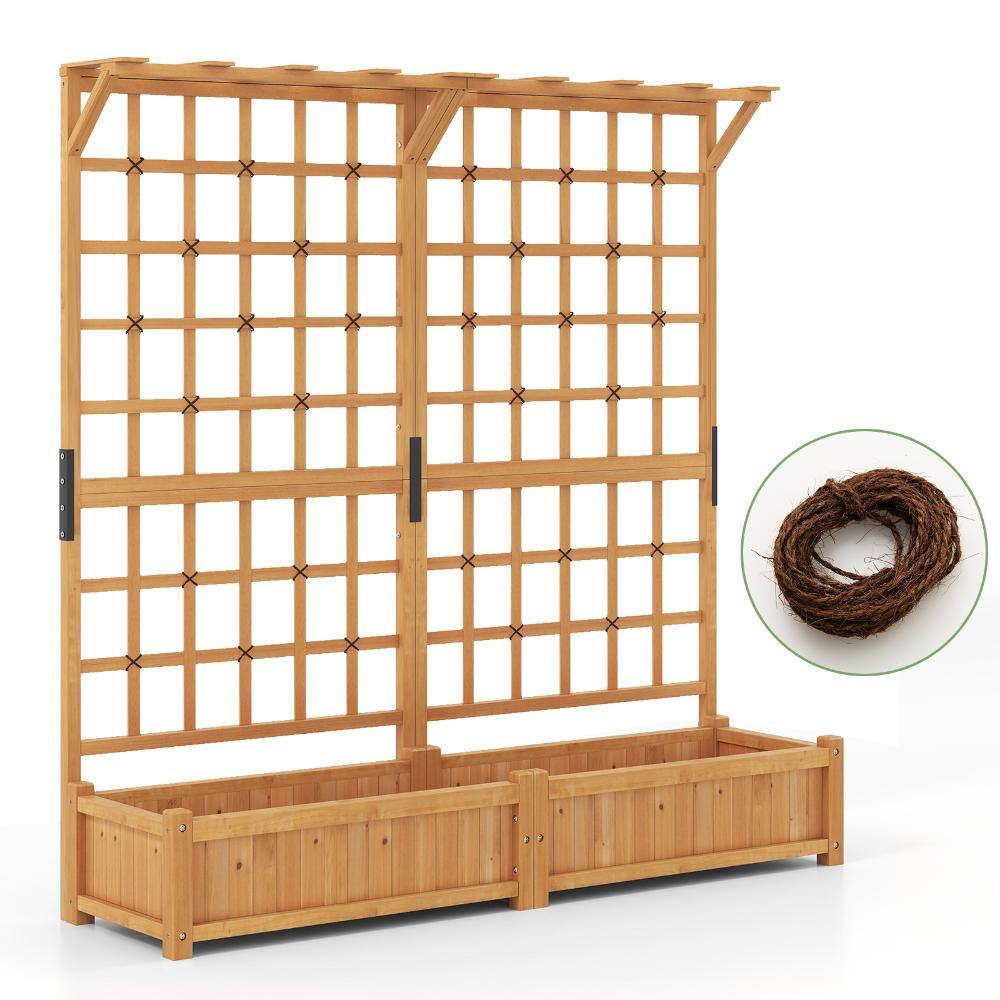 71 in. Orange Fir Wood Raised Planter Box with Trellis and Hanging Roof price history on PriceWatchPro