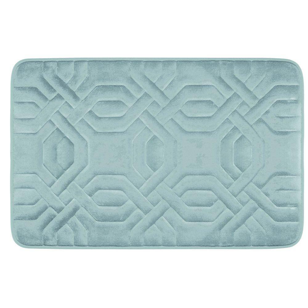 Chain Ring Aqua 20 in. x 32 in. Memory Foam Bath Mat