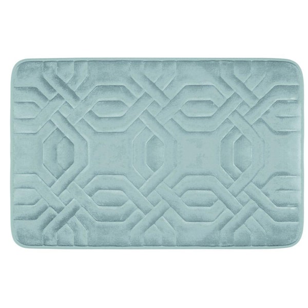 BounceComfort Chain Ring Aqua 20 in. x 32 in. Memory Foam Bath Mat