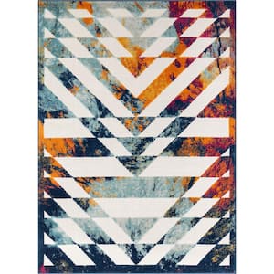 Bright Geometric Stripes Dorado Carmen Multi-Color 5 ft. 3 in. x 7 ft. 3 in. Indoor/Outdoor Area Rug