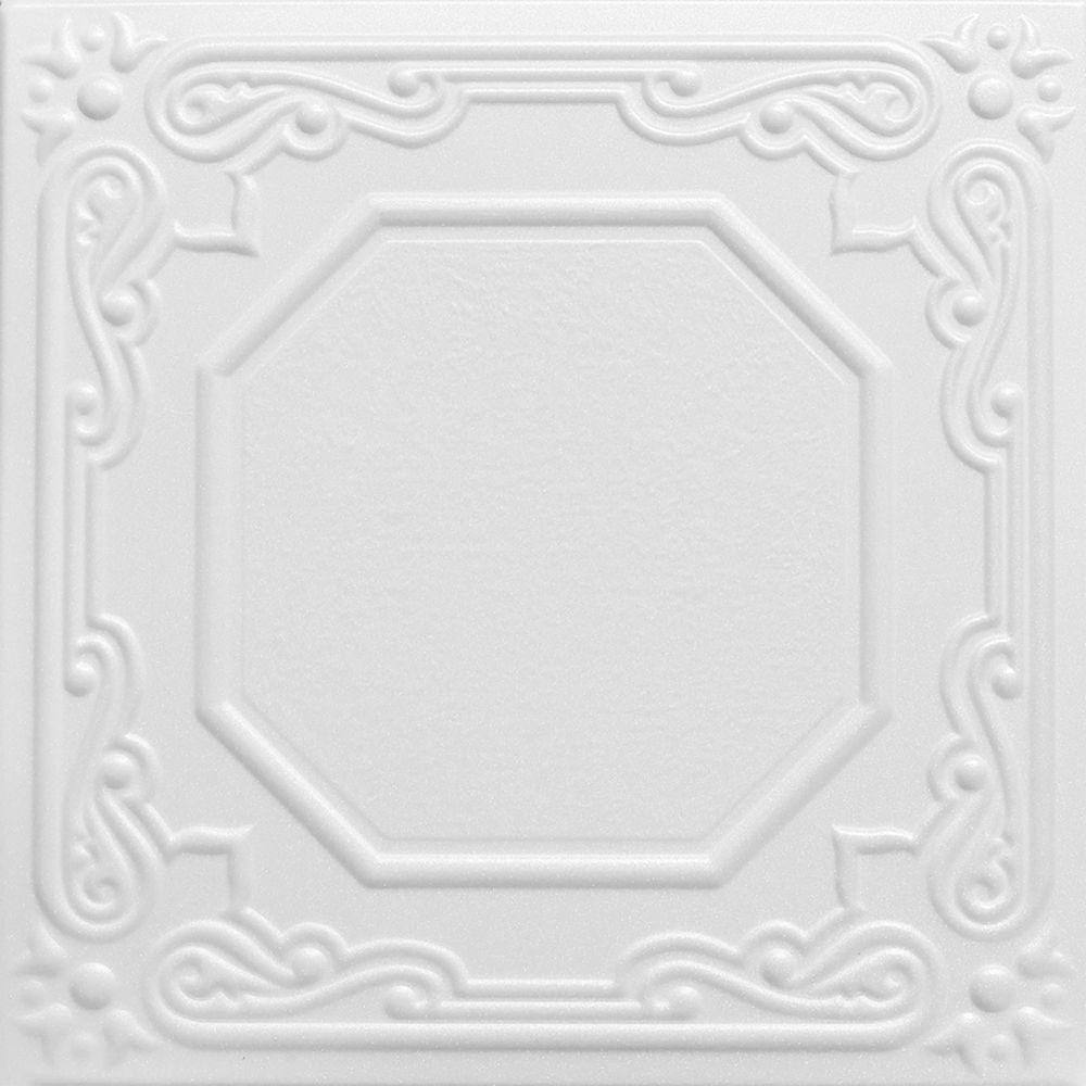 Topkapi Palace Plain White 1.6 ft. x 1.6 ft. Glue Up Foam Ceiling Tile (384
