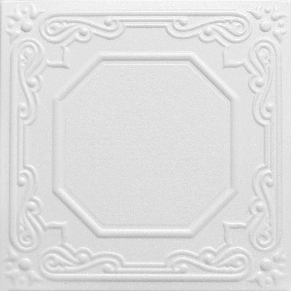 Topkapi Palace Plain White 1.6 ft. x 1.6 ft. Glue Up Foam Ceiling Tile (768