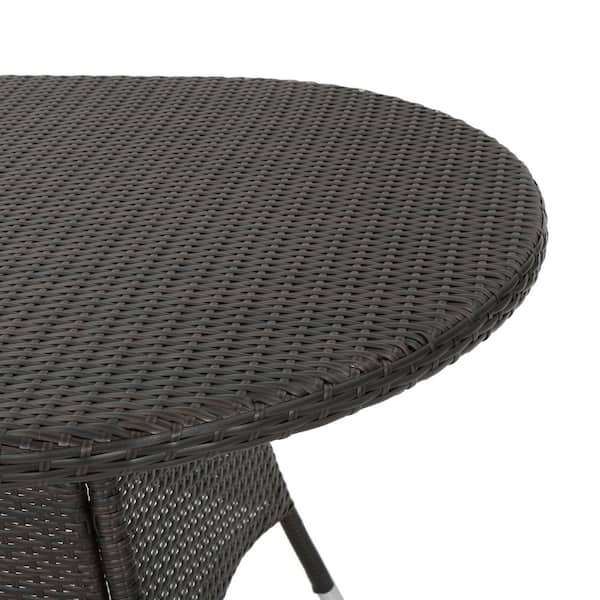 Outdoor PE Wicker Oval Patio Dining Table in Brown