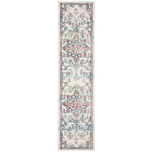 Madison Cream/Blue 2 ft. x 8 ft. Distressed Border Runner Rug