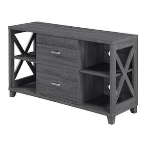 Oxford Delux 47 in. Weathered Gray MDF TV Stand with Shelves for TVs Up to 55 in.