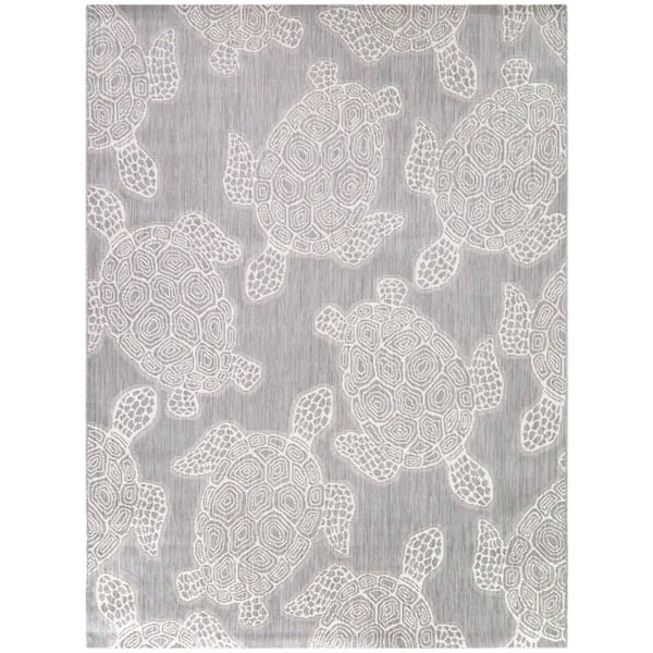 Atala Grey 5 ft. 3 in. x 7 ft. Coastal Indoor/Outdoor Area Rug