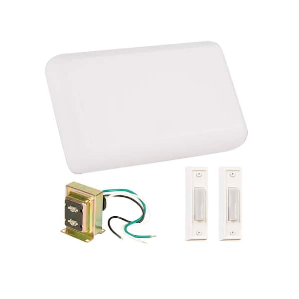 Builder Hardwired 2-Note Doorbell Chime Kit, Transformer 16 Volt/10VA (10 Watts), 2-Wired Push Buttons Included, White