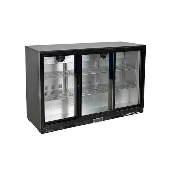 Elite Kitchen Supply 53.1 in. 11.01 cu. ft. Commercial NSF Merchandiser Beverage Back Bar Cooler Slide Door EKSB35S in Black