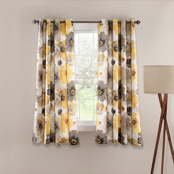 Lush Decor Yellow Solid Grommet Room Darkening Curtain - 52 in. W x 63 in. L (Set of 2)
