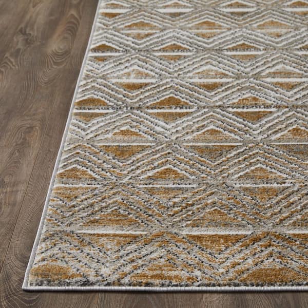 Alanzo Alemza Beige 4 ft. x 6 ft. Geometric Polypropylene Indoor Area Rug