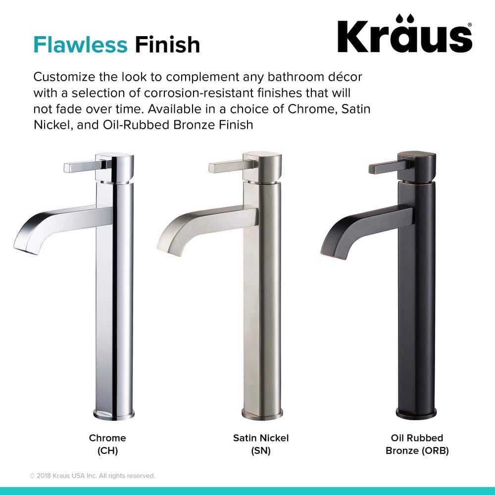 Sleek Satin Nickel Single Lever Vessel Faucet in Chrome