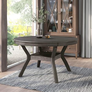 Timona 54 in. Round Gray Wood Top Dining Table (Seats 6)