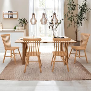 Windsor Dark Natural Wood Solid Wood Dining Chairs for Kitchen and Dining Room (Set of 4)