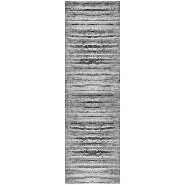 Dream Shag Premium Machine Washable Abstract ADS604 Silver 2 ft. x 7 ft. Runner Rug