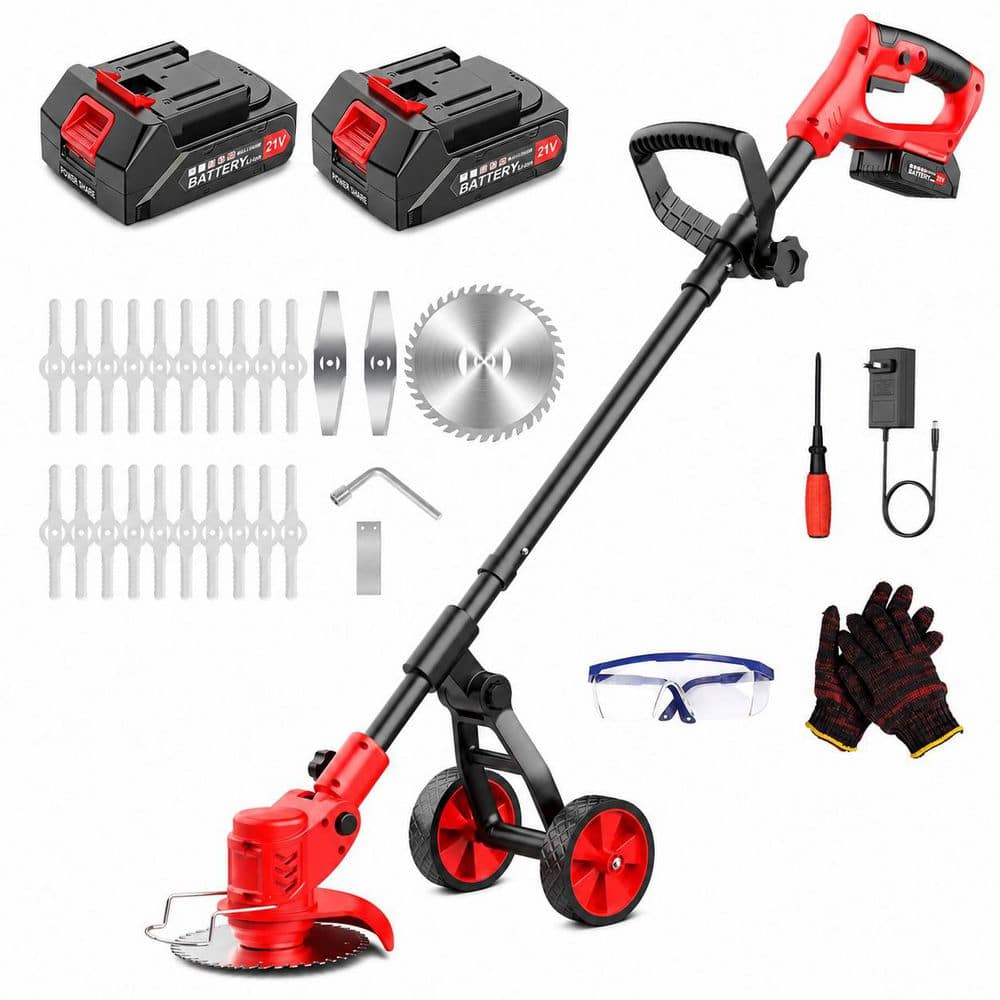 21V Cordless Edger with Wheels, 3 Blade Types, Adjustable Handle, Lightweight String Trimmer Brush Cutter price history on PriceWatchPro
