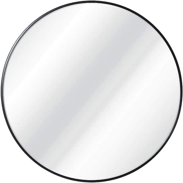ELLO&ALLO 24 in. W x 24 in. H Round Framed Wall Mount Bathroom Vanity Mirror in Black