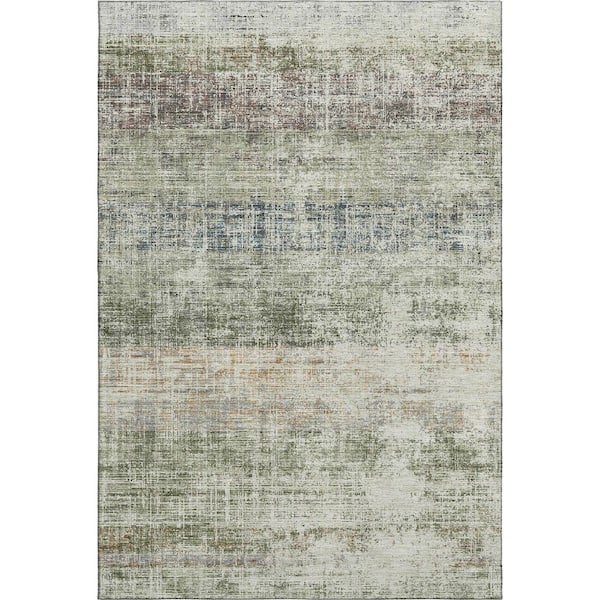 Mayfield Premium Machine Washable Abstract AMF2388 Olive 9 ft. x 12 ft. Area Rug
