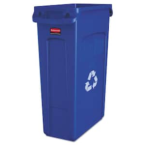 Slim Jim 23 Gal Blue Plastic Recycling Container with Venting Channels