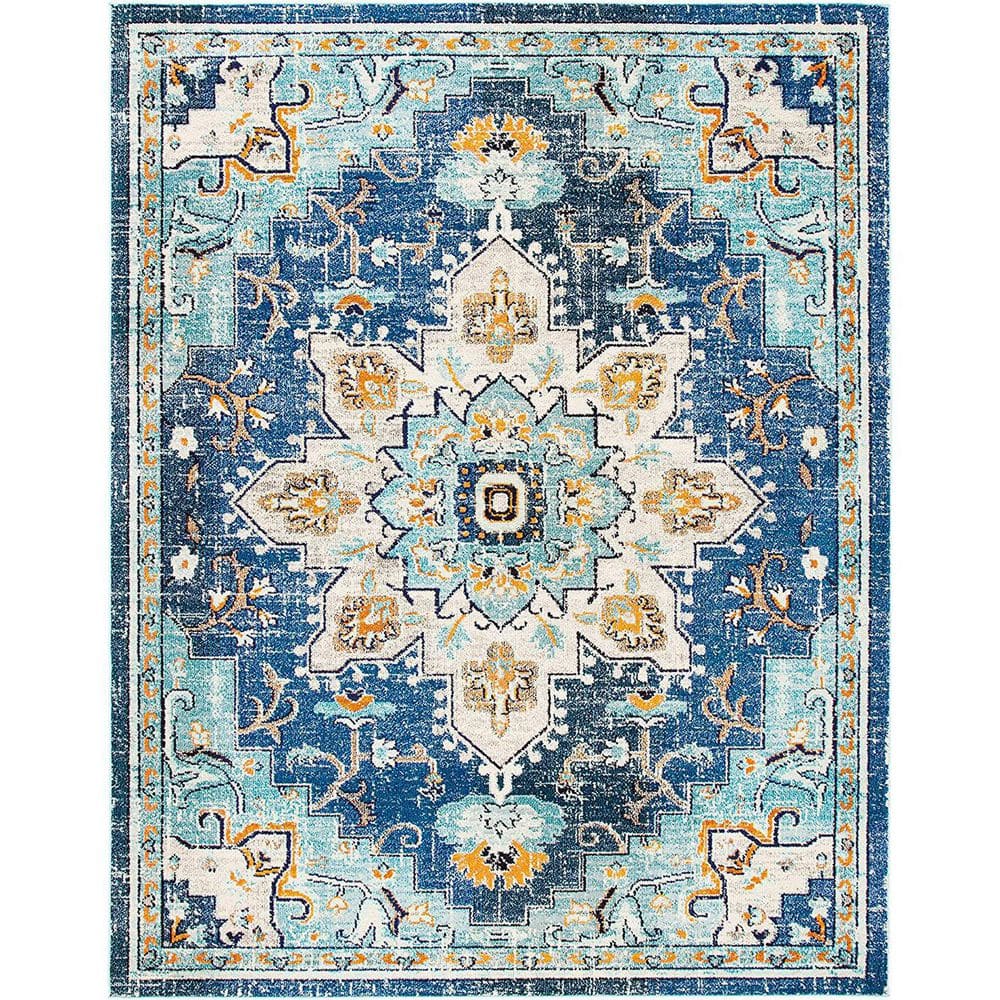 Blue 8 ft. x 10 ft. Oriental Indoor Polypropylene Area Rug